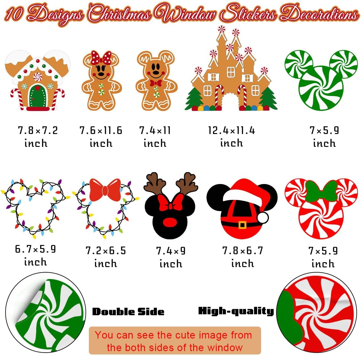 9Sheets Christmas Window Clings Gingerbread Christmas Party Decorations Ginger Bread Man Mouse Castle Snowflake New Year Winter Decor Merry Christmas Decals for Office Home Hotel Decorations image number 4