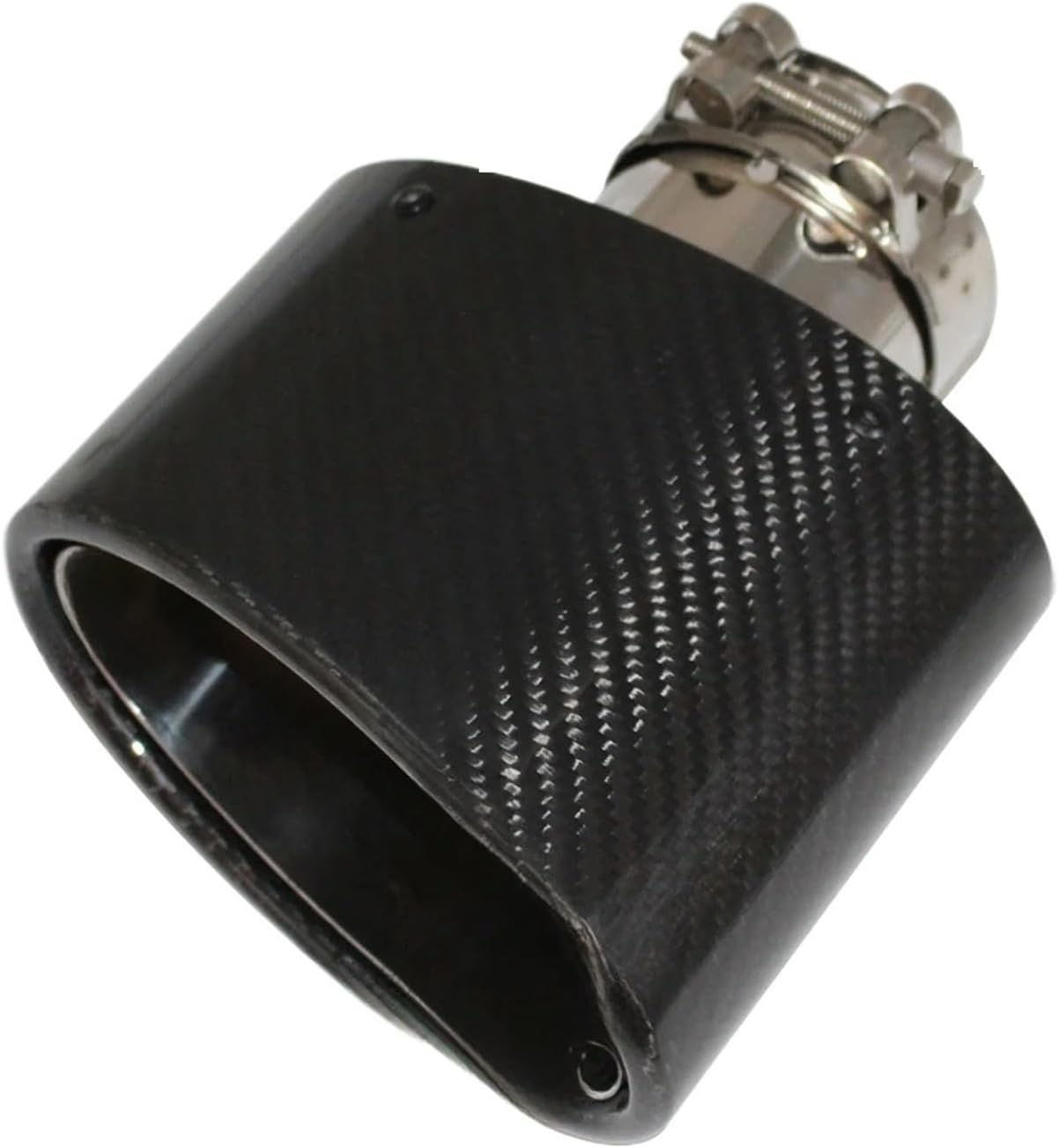 Gloss Carbon Fiber Car Muffler Tip Exhaust Tip Nozzle Decoration Universal Stainless Silver Oval 150Mm Tilting Left Right(Right 54) image number 6