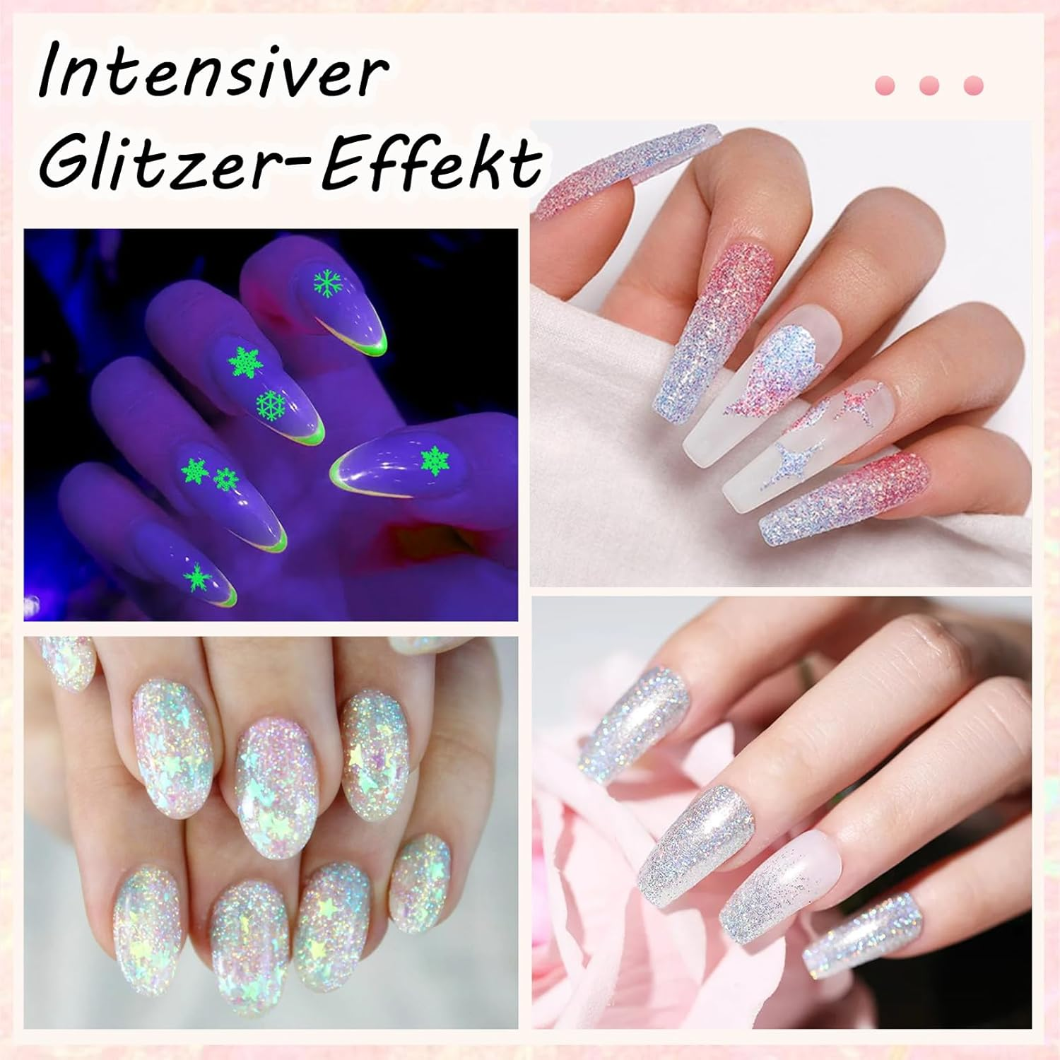 Glitter Nail Polish - Non-Toxic Pink Nail Polish Water-Based, Quick Drying & Long-Lasting Shimmer Colour Coat, Reflective Glitter Quick-Dry Nail Polish for DIY Nail Art, Manicure at Home (Pink) image number 4