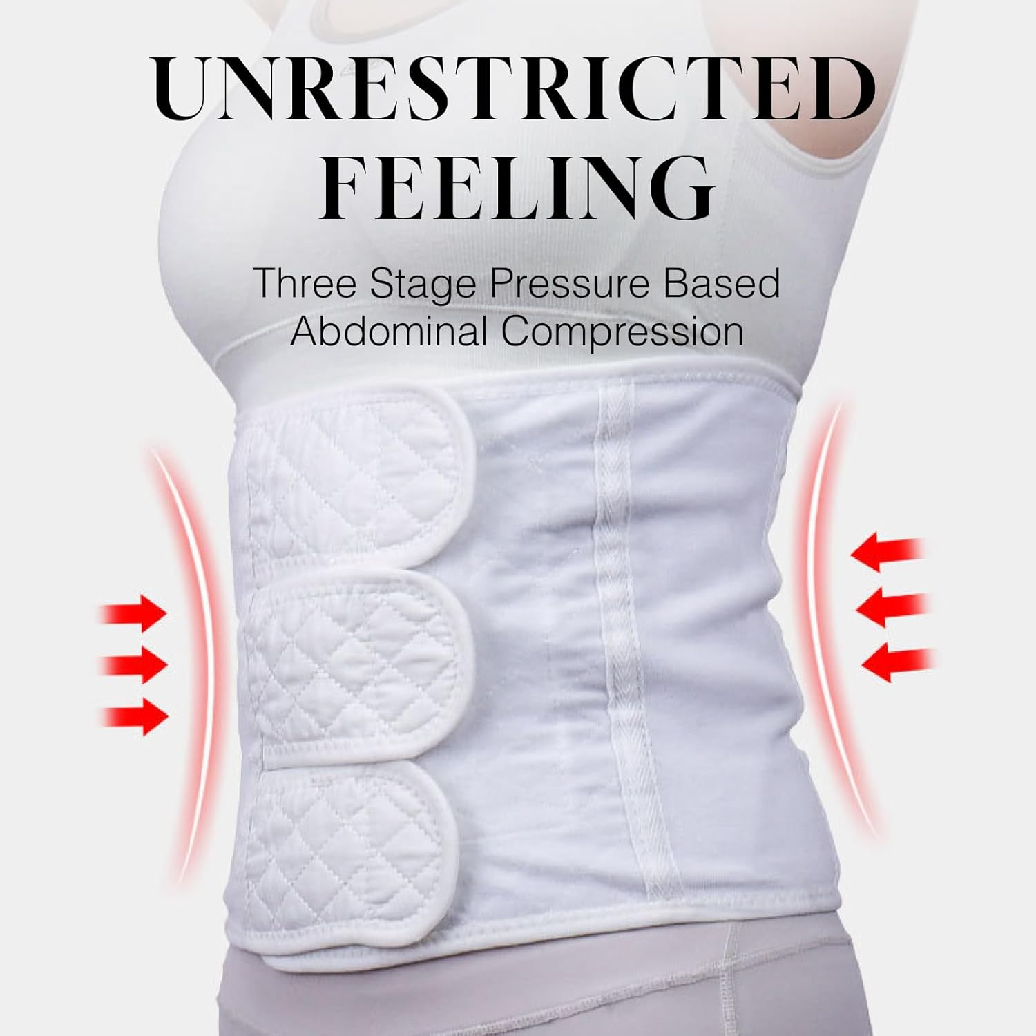 Postpartum Abdominal Support Binder for C-Section Vaginal Delivery Recovery Adjustable 121Cm Length Compression Wrap with 3 Straps in Gray Comfortable, Breathable Mesh for Core Support image number 5