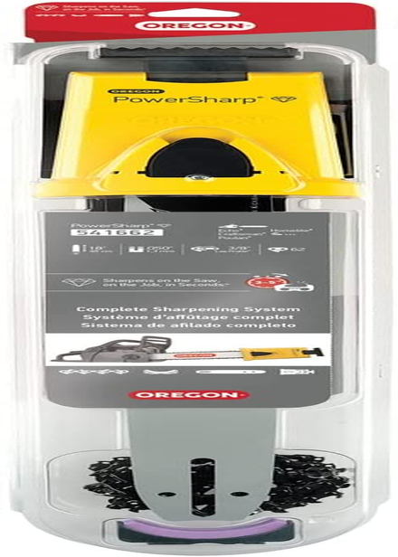 Oregon 16-Inch Powersharp Starter Kit with Bar, Sharpener, and 55 Drive Link Powersharp Chain, 3/8" Low Profile, 050" Gauge, Portable Sharpening Tool for Chainsaws (541655)