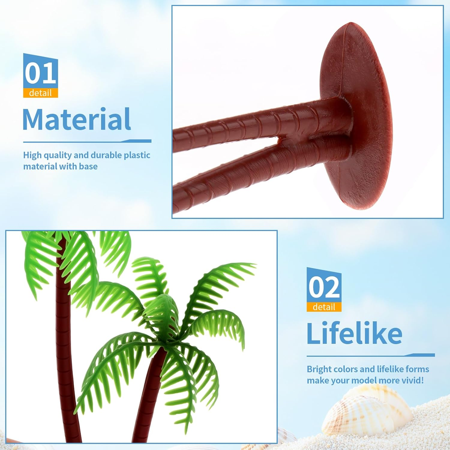 20 Pcs Model Palm Trees Miniature Coconut Plastic Scenery Tree Diorama Artificial Rainforest Landscape Mini Plant Train Railroad Building Decoration DIY Cake Topper image number 6