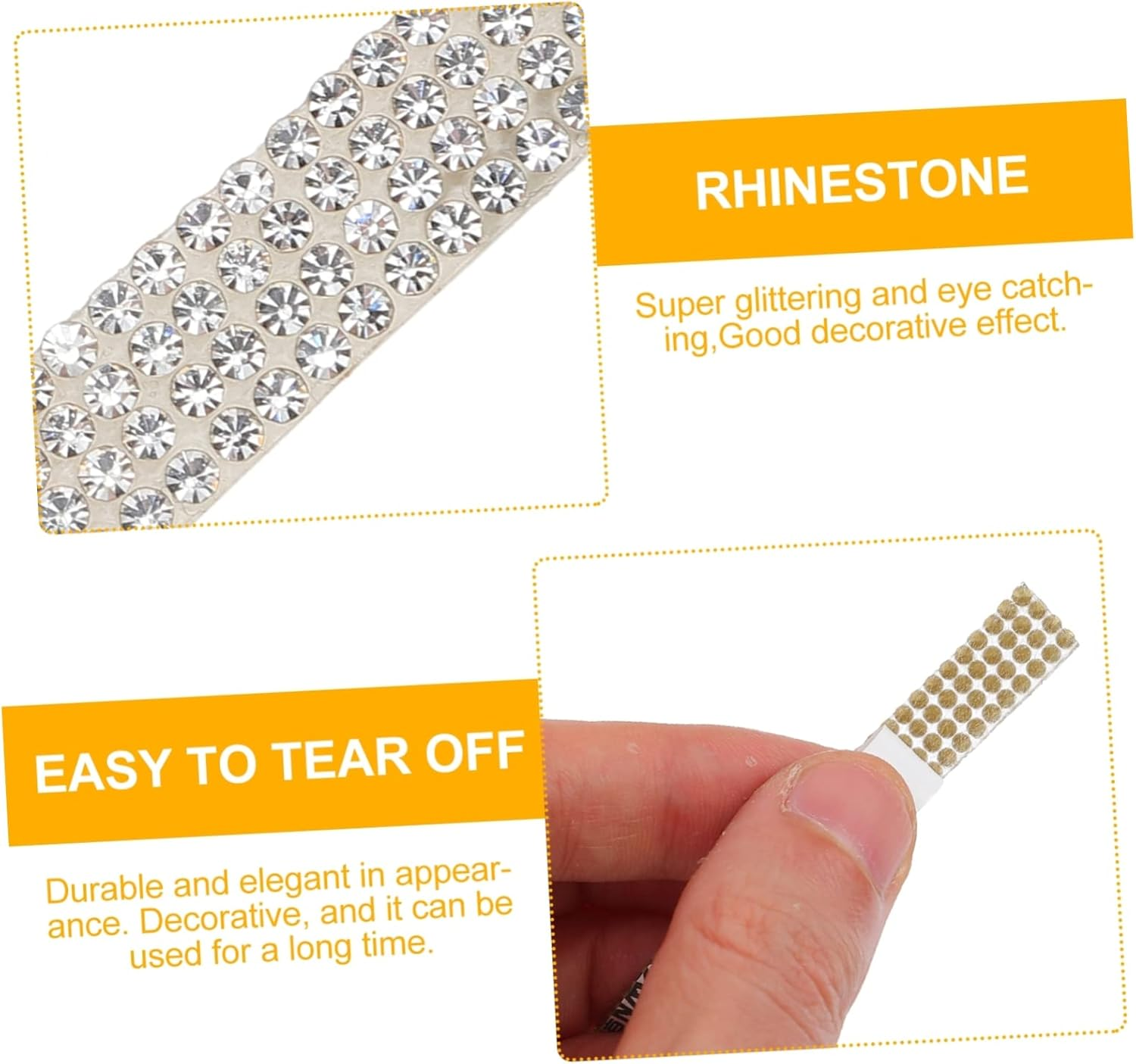 Diamond Ribbon Self-Adhesive Ribbon Sticker Silver Rhinestone Trim Elegant Appearance for Decorating Headpiece and Shoes Wedding New Year DIY Crafts image number 6