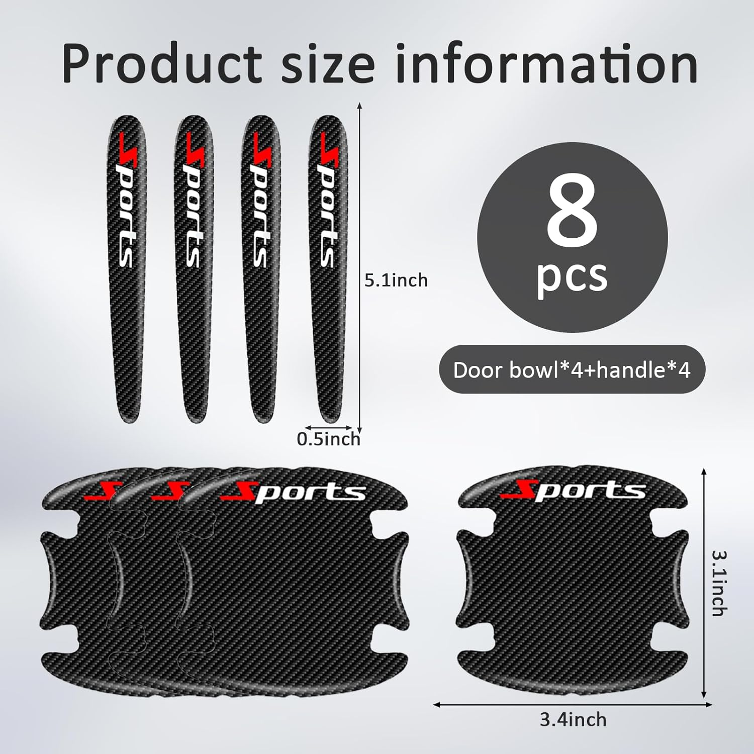 Car Door Handle Protector, 8 Pcs Door Protectors for Vehicles, Black, Door Handle Cup Protective Film for Most Vehicles (Bowl*4+Handle*4) image number 4