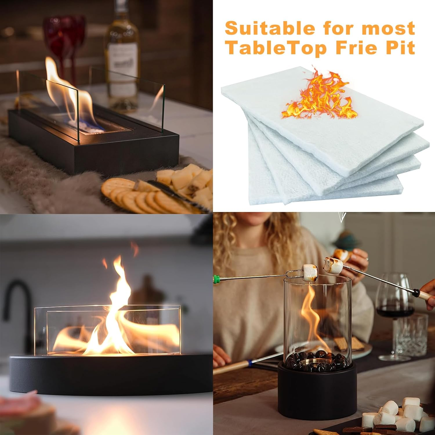 4Pack Tabletop Fire Pit Ceramic Wool for Roundfire,Korniful,Rozato, Danya B, Flammtal, Kizzby-Wool Wick for Tabletop Firepit to Extend Burn Time image number 3