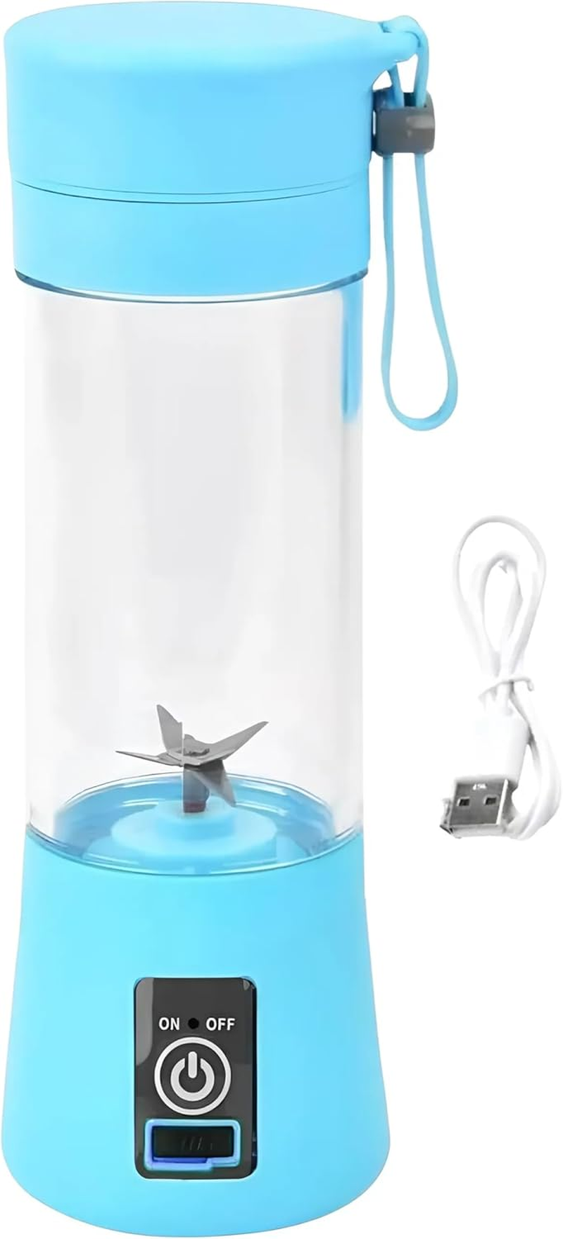 EZONEDEAL Electric USB Rechargeable Juicer Blender for Smoothies, 380Ml Juicer Cup Mini Portable Blender, Smoothie Blender for Shakes Fruit Vegetable Cutter Drink Bottle Kitchen Accessories (Blue)