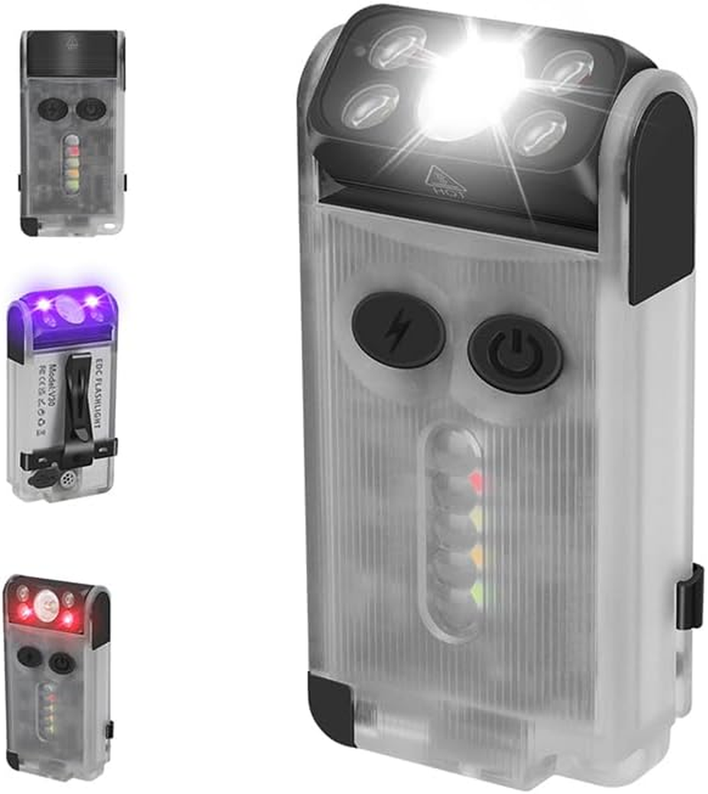 Vortex V30 EDC Flashlight Red UV Green Warm White Light Emergency Signals Fluorescent Powerful 900 Lumen Rechargeable Pocket LED Keychain Flashlight Magnetic End 180&deg; Twistable Head 2-Direction Clip image number 3