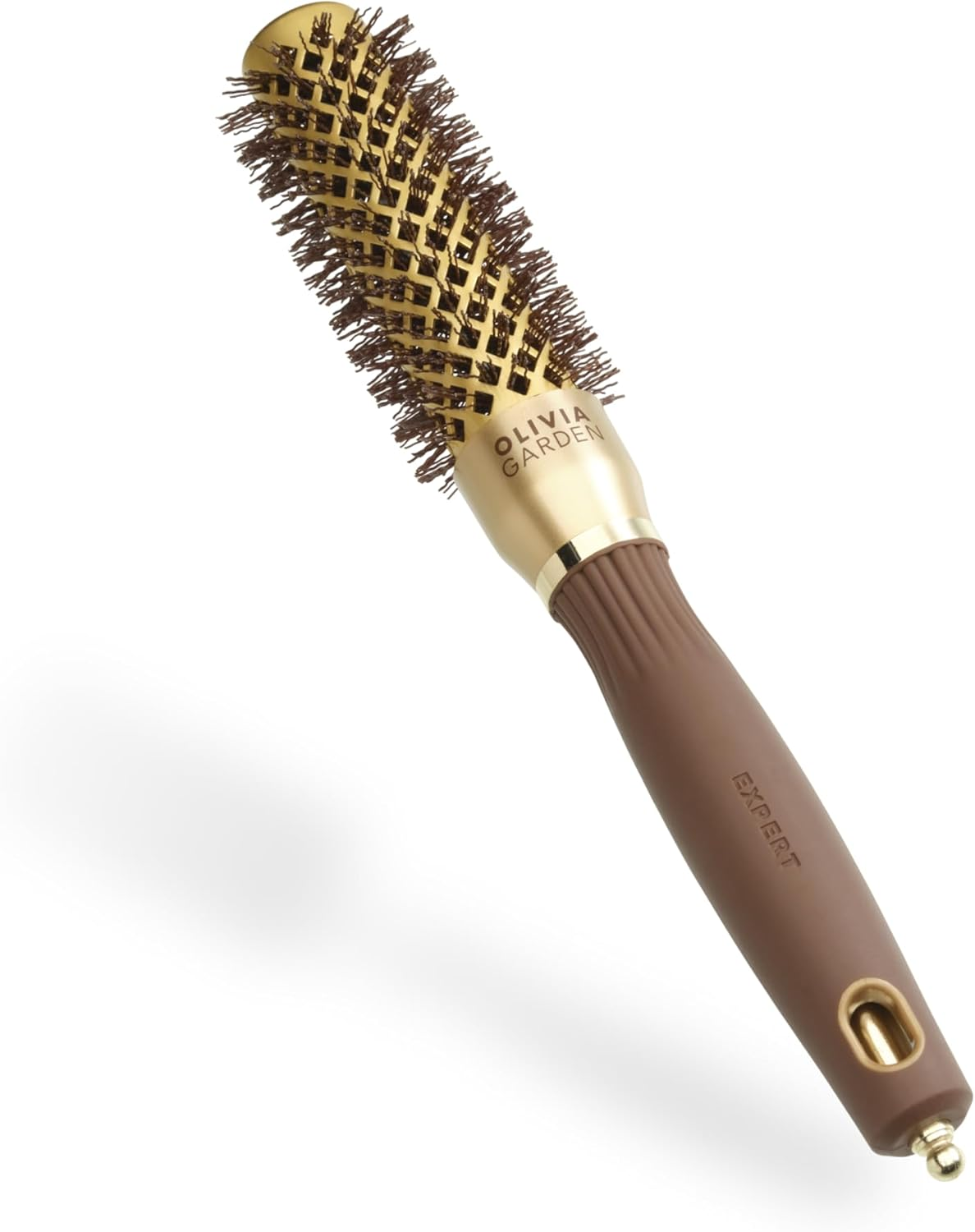 Olivia Garden Expert Blowout Shine &ndash; Gold & Brown - 35 - Ceramic Coated round Brush for Smooth Blowout, Frizz-Free Hair & Radiant Shine