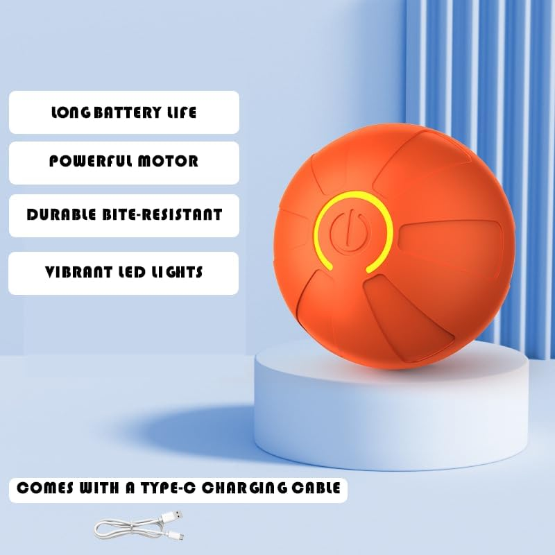 Js' Funlab Smart Bouncing Ball, Smart Interactive Ball Toys for Dog, Smart Moving Ball, Moving Bouncing Ball Pet Toy, Rolling Dog Toys for Biting, Exercise, Training (Orange) image number 6