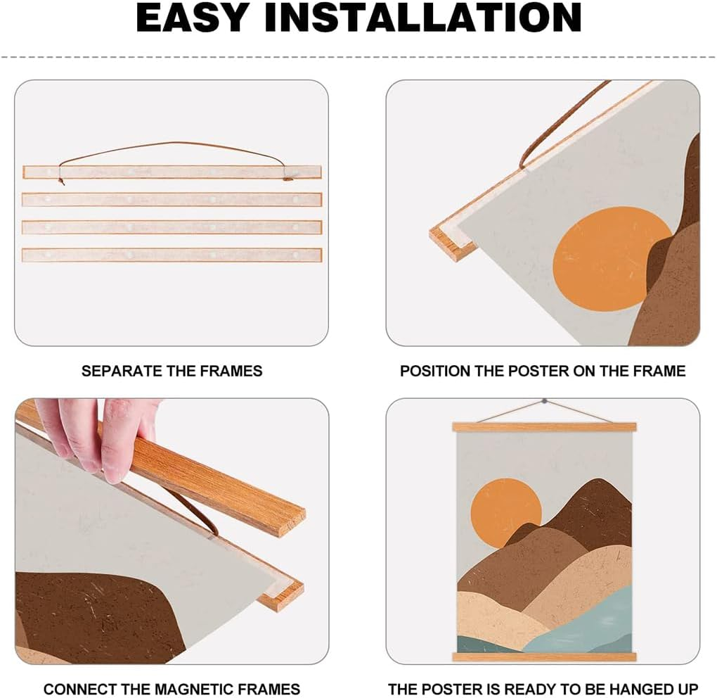 Vivva Magnetic Poster Frame Hanger, Wooden Frames Hangers for Photo Picture Art Canvas Print Artwork Wall Hanging 41Cm image number 1