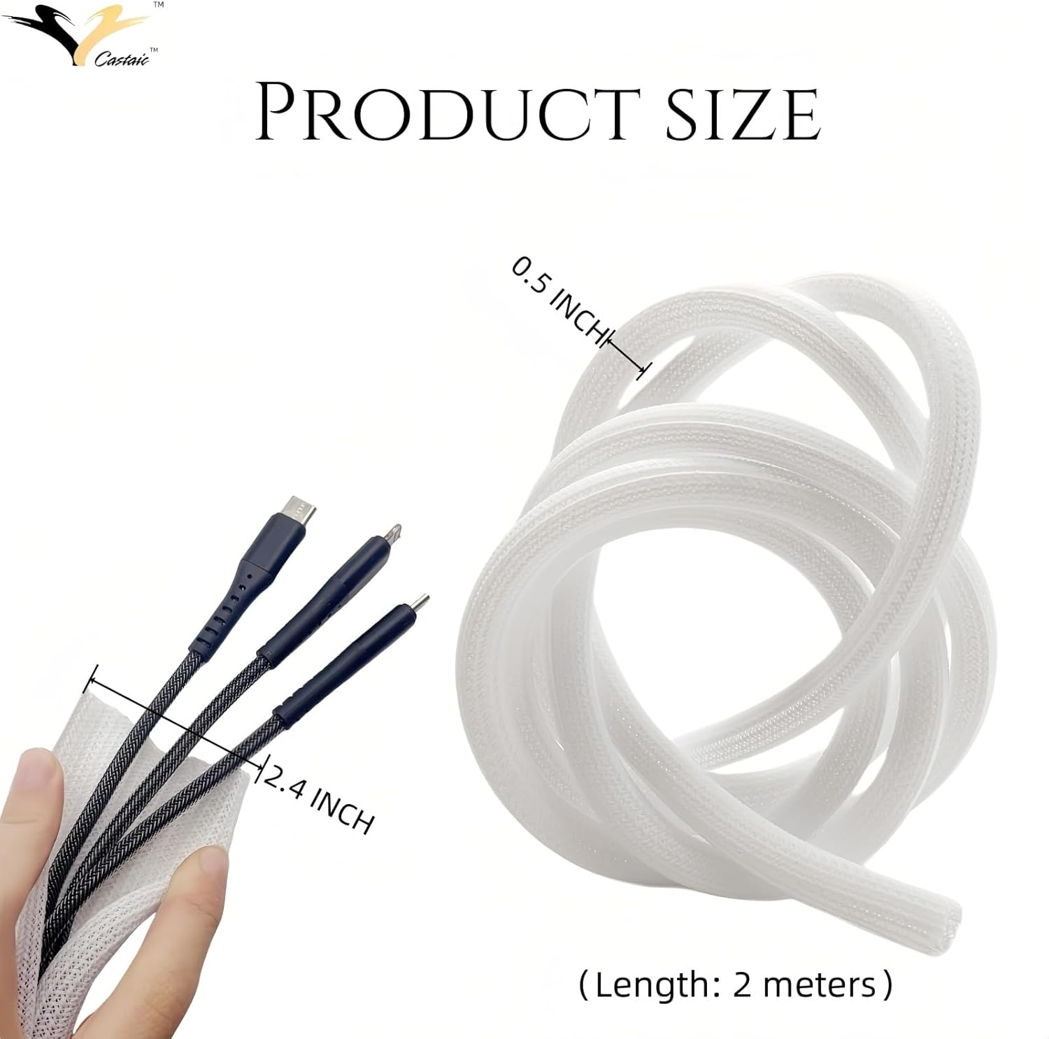 Castaic Cable Organiser, White, 6.6Ft, 1/2'' image number 4