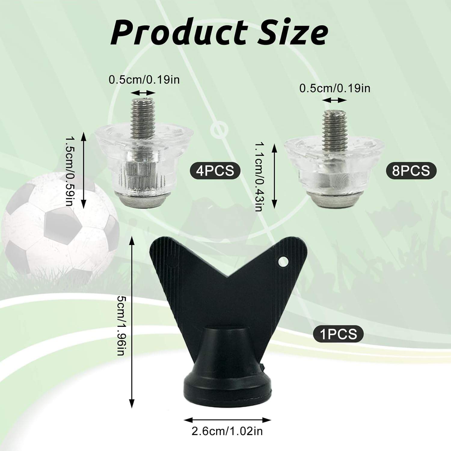 12Pcs Aluminum Nail Head Plastic Football Cleats Screw on Studs, 2 Sizes Football Cleat Replacement Studs for Adult Training Soccer Spike Replacement Spikes, Rugby Replacement Studs image number 6