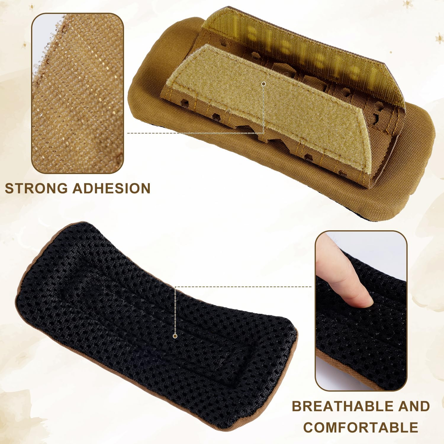 2Pcs Shoulder Strap Pads, 1000D Nylon Plate Carrier Shoulder Pads for Bag Strap Breathable Soft Shoulder Strap Cushion for Molle Vest Outdoor Backpack (Camel) image number 2