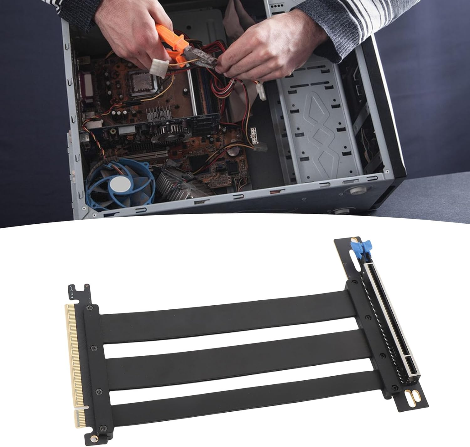 Pcie 5.0 X16 Riser Cable 90&deg; Right Angle 128Gbps Shielded Extension for RTX 4090 GPU 20Cm Compatible with Pcie 4.0/3.0 ITX Server