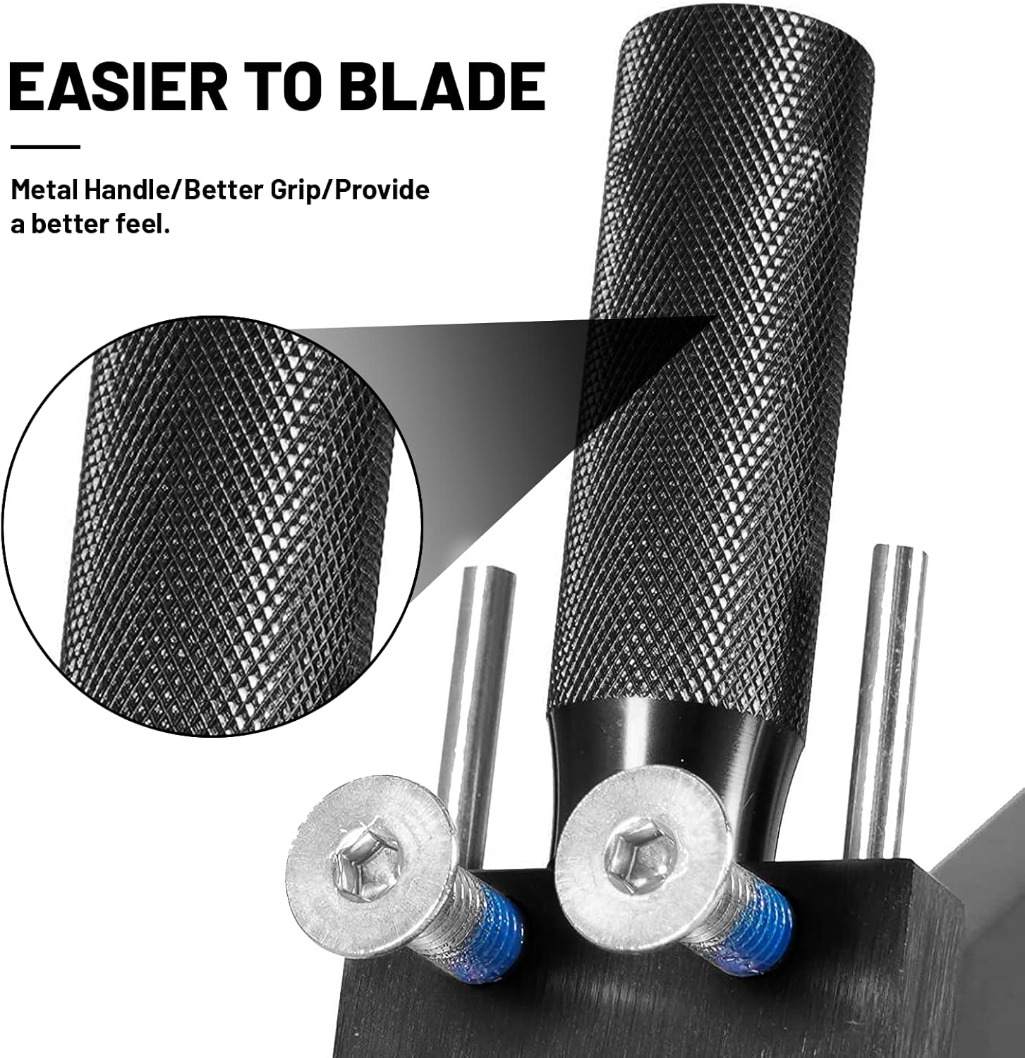 Lawn Mower Blade Sharpener Adjustable 15&deg;-45&deg; for Straight and Standard Lawnmower Blades Ergonomic Home & Commercial Sharpening Balancer Bracket (Black,5005) - Blue image number 3