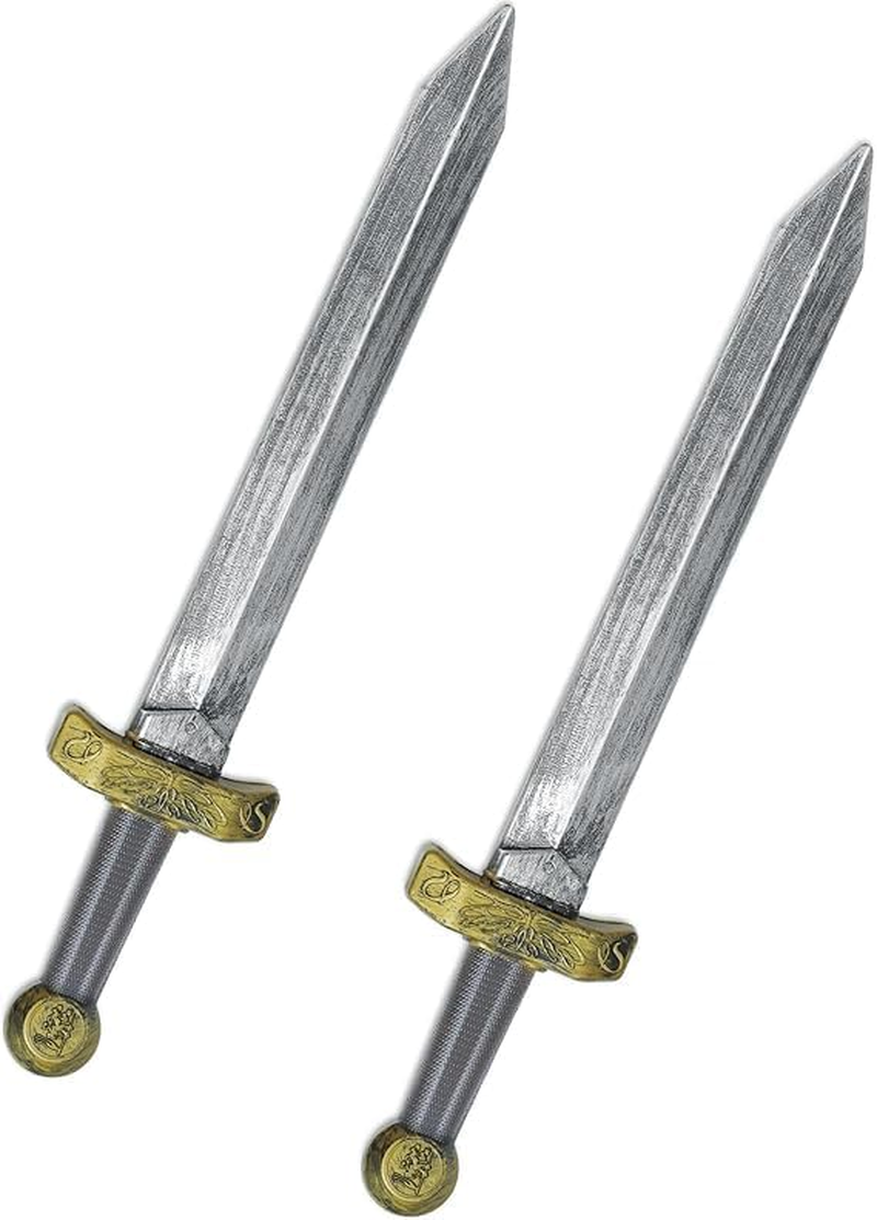 2Pcs Toy Sword,18.9" Plastic Roman Sword for Kids Boys Role-Play Accessory,Medieval Knight Toy,Halloween Cosplay,Props Silver image number 3