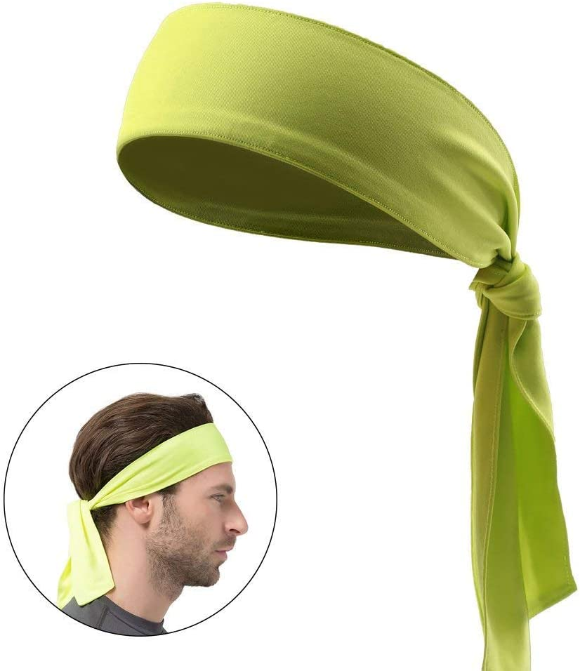 Quickly Dry Moisture Wicking Sweat Head Tie Headband Women Men Sports Stretchy Sweatband Head Wrap Scarf Bandana for Tennis Running Workout Yoga Gym Cycling Fitness (Blue)