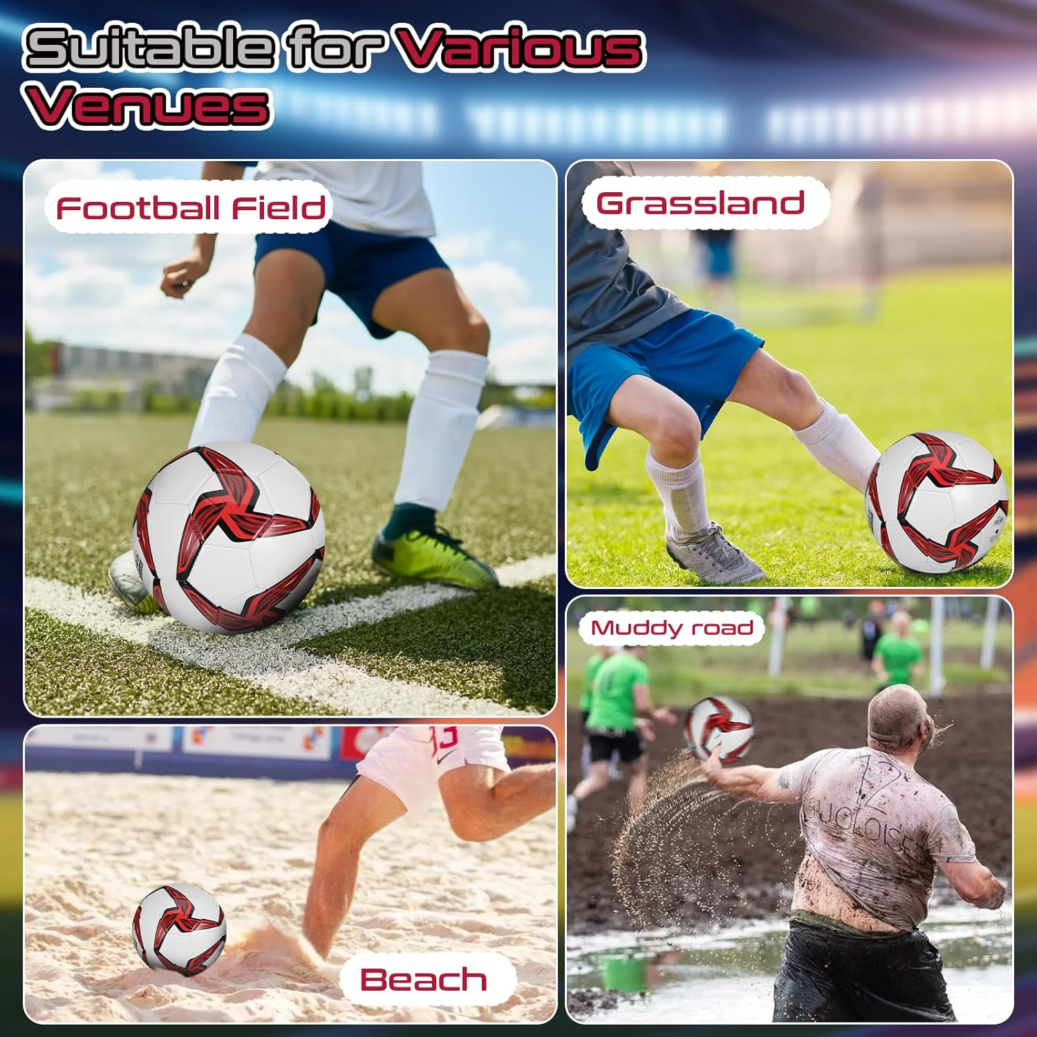 Training Soccer Ball, Official Soccer Ball Size 5, Soccer Ball Outdoor & Indoor, Football for Cadeau D'Anniversaire Pour Amateur or Game image number 4