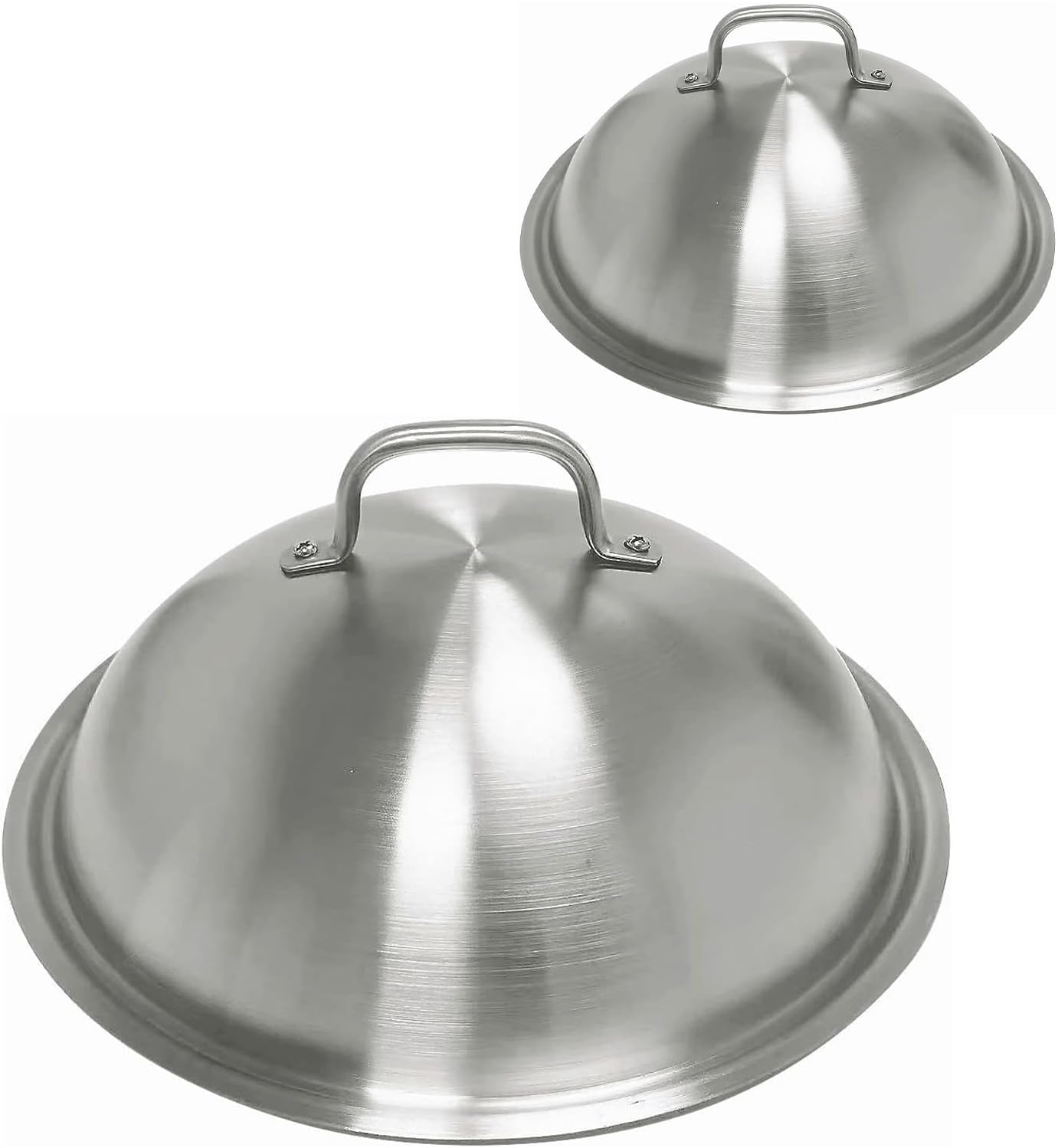 Cozioz 2PCS Heavy Duty 32CM round Basting Cover - Stainless Steel Cheese Melting Dome and Steaming Cover - Perfect for Indoor or Outdoor Flat Top Grill Cooking, 0.6Mm Thickness image number 2
