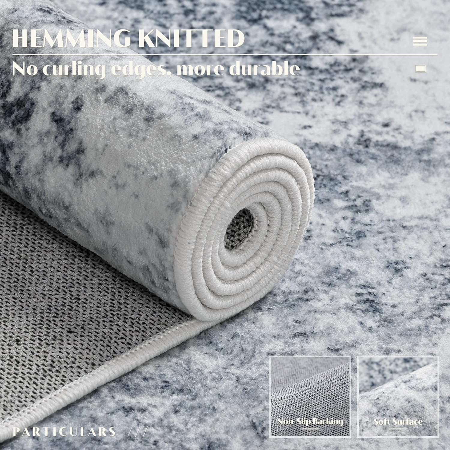 Large Area Rug Living Room Rugs, Modern Abstract Area Rug Deerly Washable Large Bedroom Rug with Non Slip Rubber Backing for under Dining Table Office Bedroom Indoor (Bluegrey, 200X300) image number 3