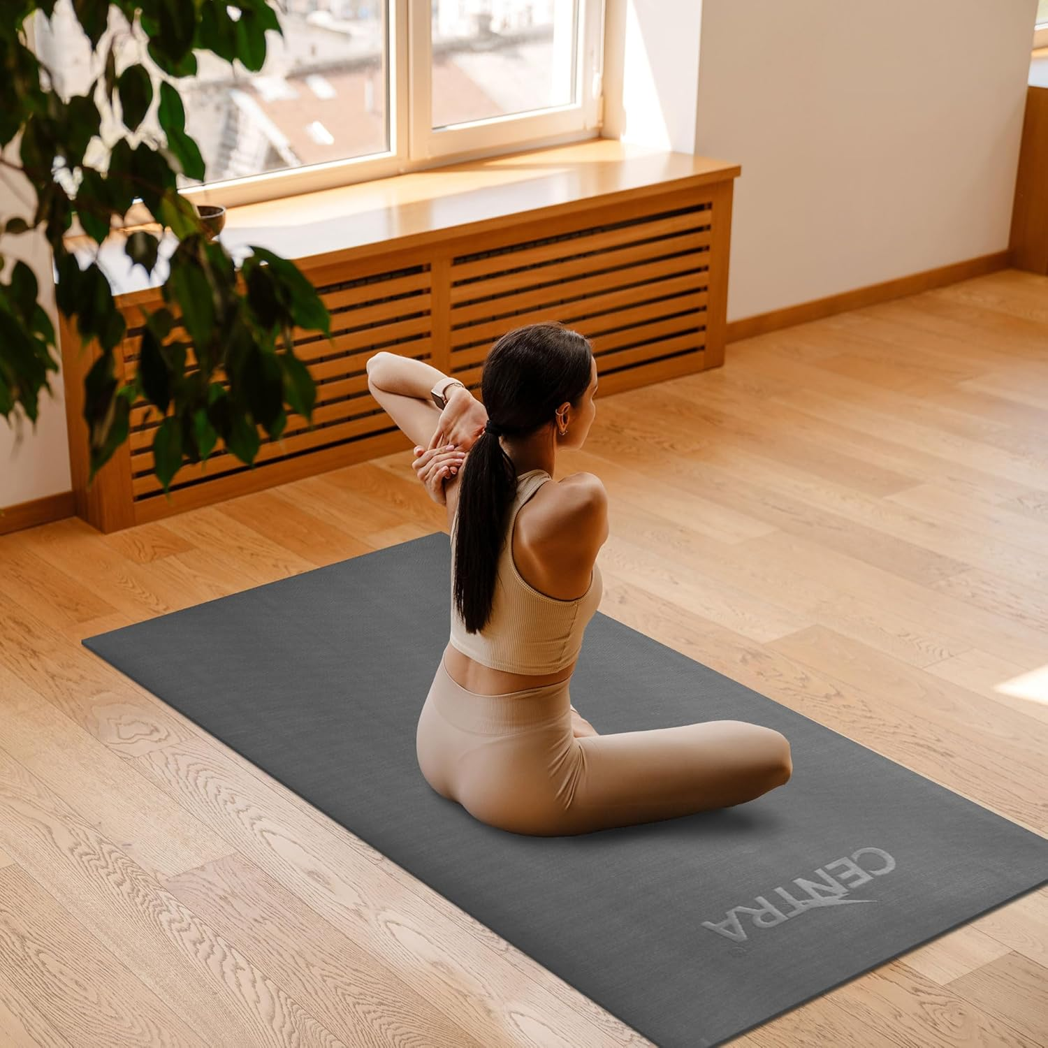 Centra Yoga Mat Lightweight Multipurpose Exercise Mat for Yoga, Pilates, and Home Workout,5Mm Thick Cushion for Joint Support and Stability,183Cm X 83Cm Grey/Green image number 5