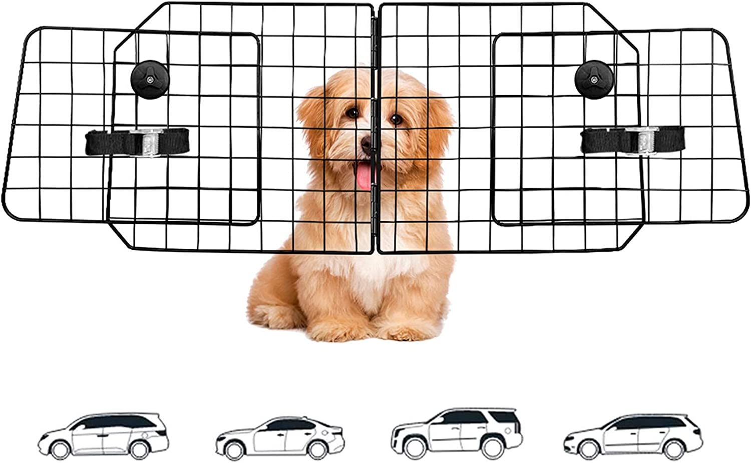 ERYTLLY Dog Car Barriers, Dog Barrier for SUV, Vehicles, Dividers, Dog Barrier for Car Heavy Duty Wire Adjustable Car Dog Barrier with Front Seat Mesh Pet Barrier Net Organizer (Black) image number 4