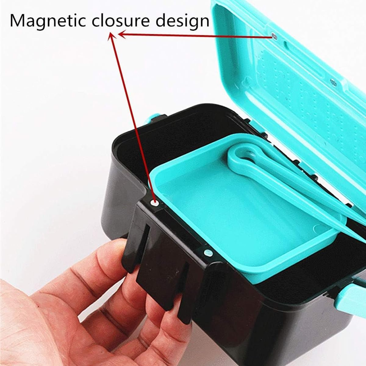 AIMALL Blue Handle Waist - Hanging Live Bait Box, Earthworm/Red Worm Storage, Belt Clip Design, Fishing Gear Accessory with Tray & Tweezers, Compact & Portable image number 6