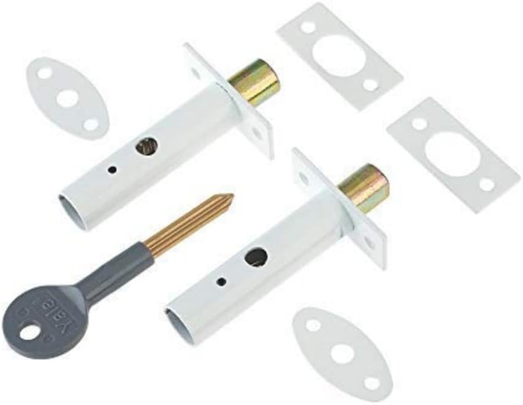 Yale P-2PM444-WE-2 Door Security Bolt, White Finish, Pack of 2, Standard Security, Visi Packed, Suitable for Hinged and Wooden Doors