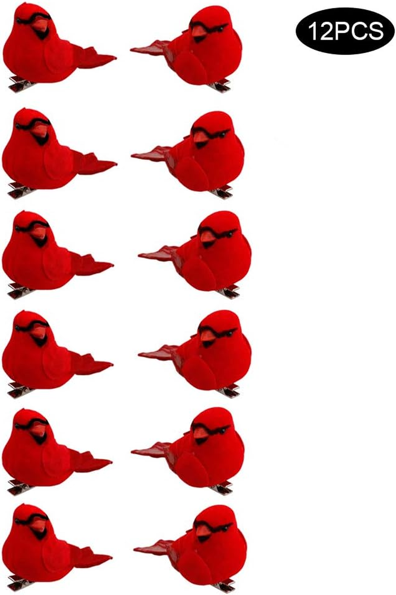 12 Pcs Christmas Cardinal Birds Ornament, Artificial Xmas Birds with Metal Clip for Tree Decorations, Arts and Crafts (#1) image number 4