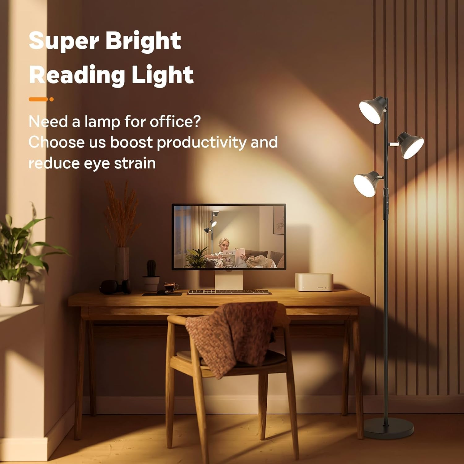 LED Floor Lamp, 36W Modern Floor Lamp with Remote & Touch Control, 4 Color Temperatures, 3 Rotatable Dimmable LED Standing Lamp for Living Room, Bedroom, Office