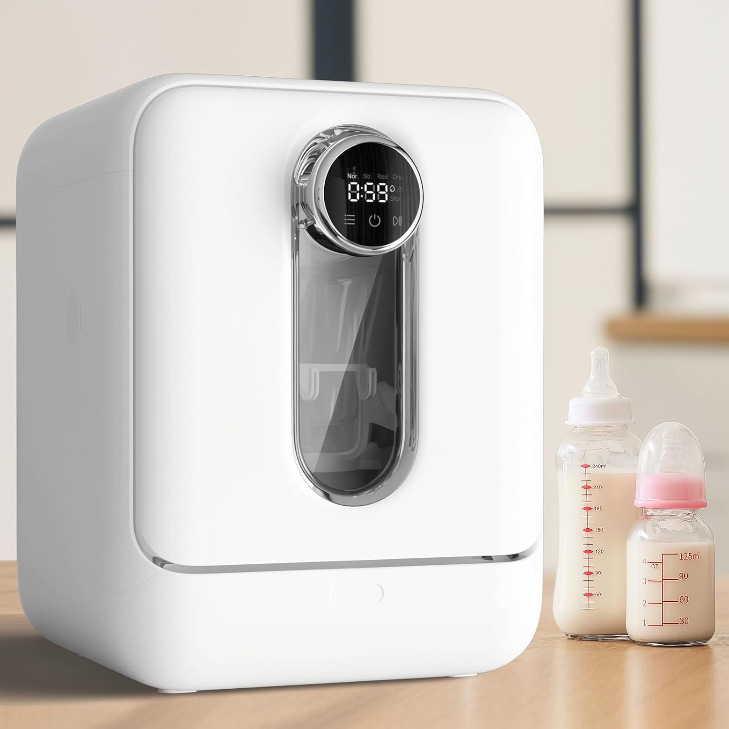 Advwin 3-In-1 Baby Bottle Washer - Sterilizer & Dryer Combo- All in One Bottle Washer Machine for All Bottles, Pump Parts & Baby Item Care - save Time & Effort, for Easy Cleaning, White image number 1