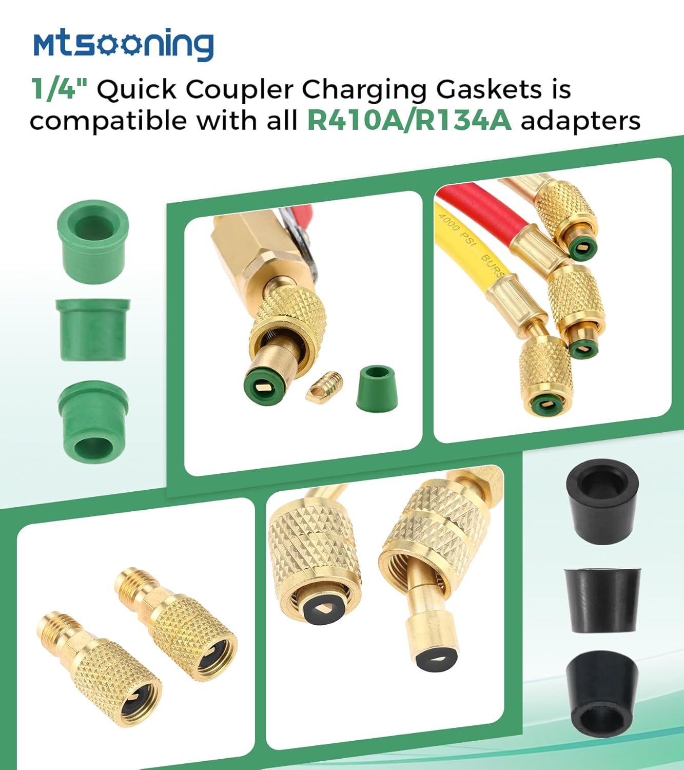 Mtsooning 100 PCS HVAC 1/4" Quick Coupler Charging Gaskets, O-Ring Rubber Seals Gaskets with Valve Core Remover Tool for Air Conditioning Refrigeration Charging Hose image number 6