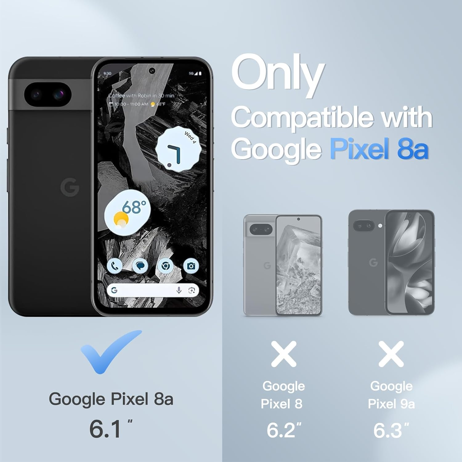 Jetech Matte Case for Google Pixel 8A 6.1-Inch 2024, Frosted Translucent Back Protective Slim Phone Cover, Anti-Fingerprints (Black) image number 2