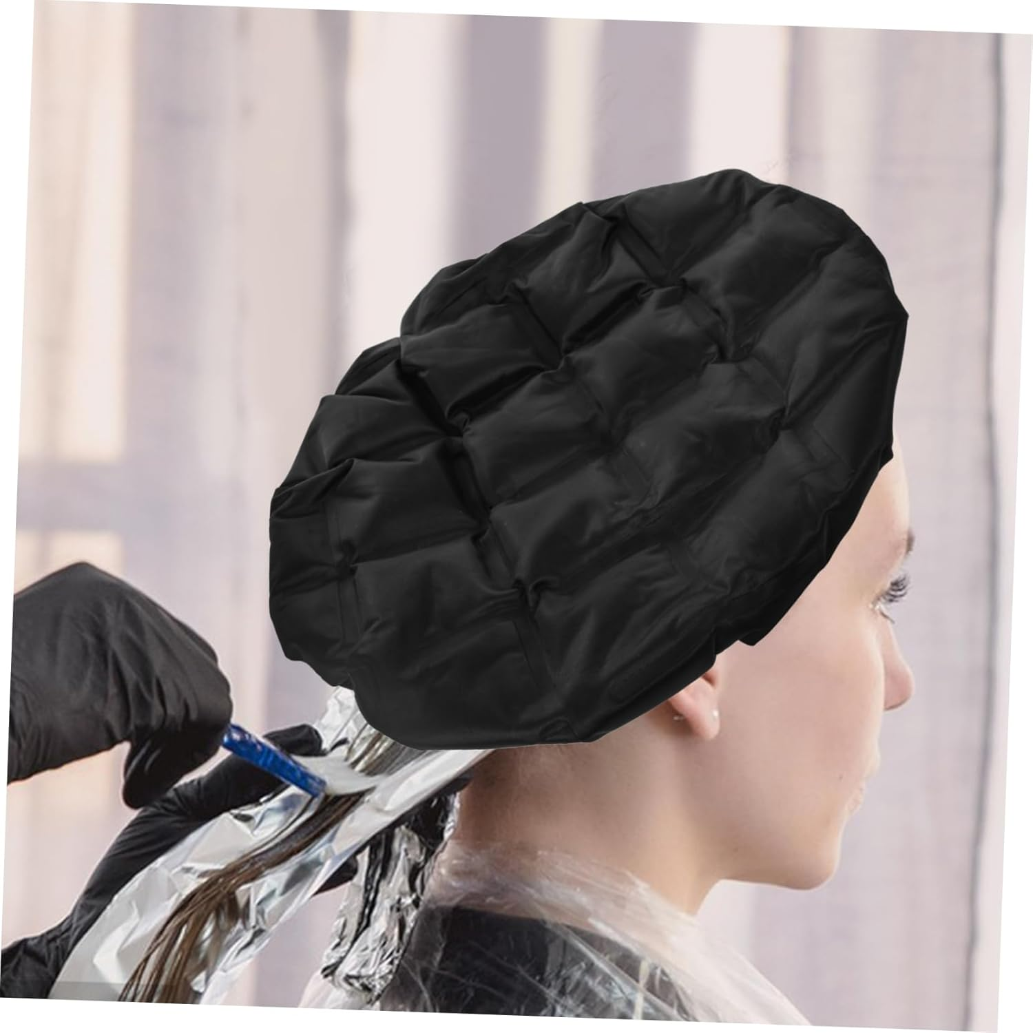 NIYANGLE Hair Conditioning Cap Deep Conditioning Hat for Heat Diffuser Steaming Gel Material Hair Treatment Cap Reusable for Coloring and Masking image number 2