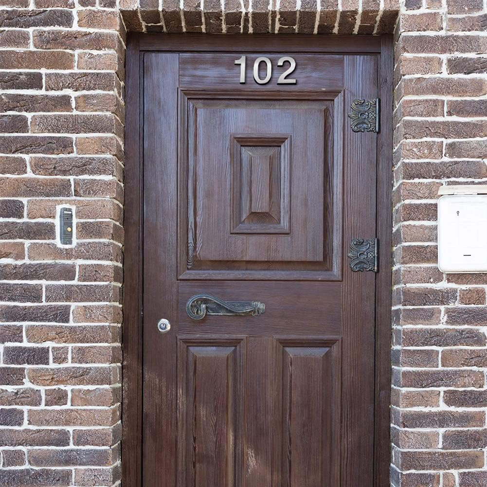 Tope 4 Inch 3D Mailbox Number, Silver Waterproof Self Adhesive 3D Number Stickers House Room Door Number for Home Apartment Cabinet Table Mailbox Outdoor Indoor Use (No.1) image number 6