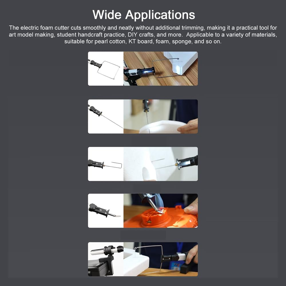 LAPOOH Portable Cordless Foam Cutter Hot Wire Foam Cutter Pen Styrofoam Cutting Tools Kit Electronic Soldering Kit Multifunctional Engraving Pen 5 Seconds Heating-Up with LED Light image number 2