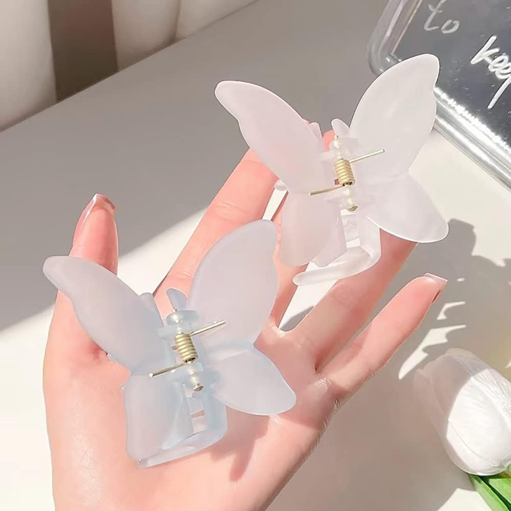 4 Pieces Butterfly Hair Claw Clips Medium Acrylic Non-Slip Hair Clasp Claw Comfortable Strong Grip Vintage Hair Clamps for Women Girls Fashion Accessories image number 4
