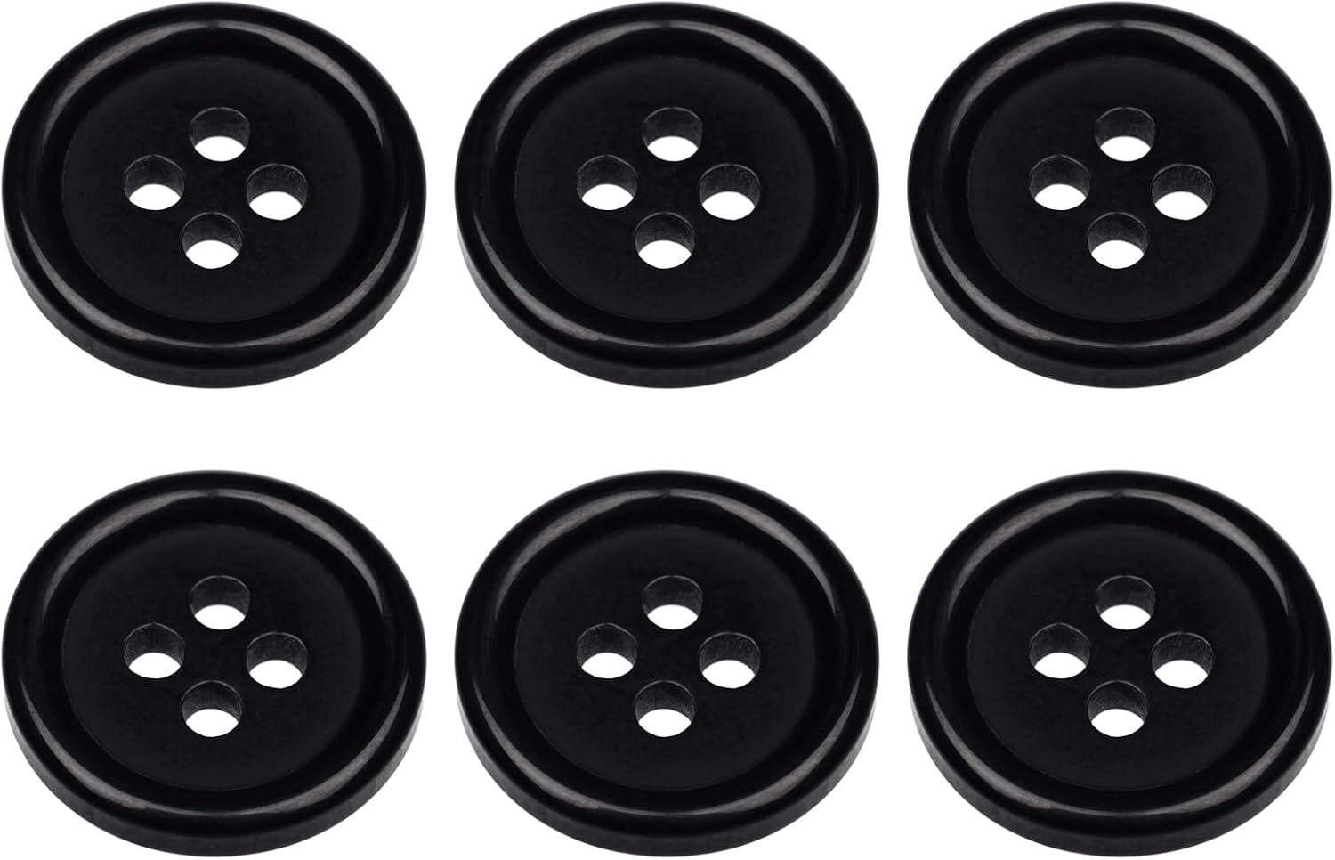 Pack of 24 Dark Blue Sew on 15Mm round Buttons Flat 4 Holes 24L 24 Ligne