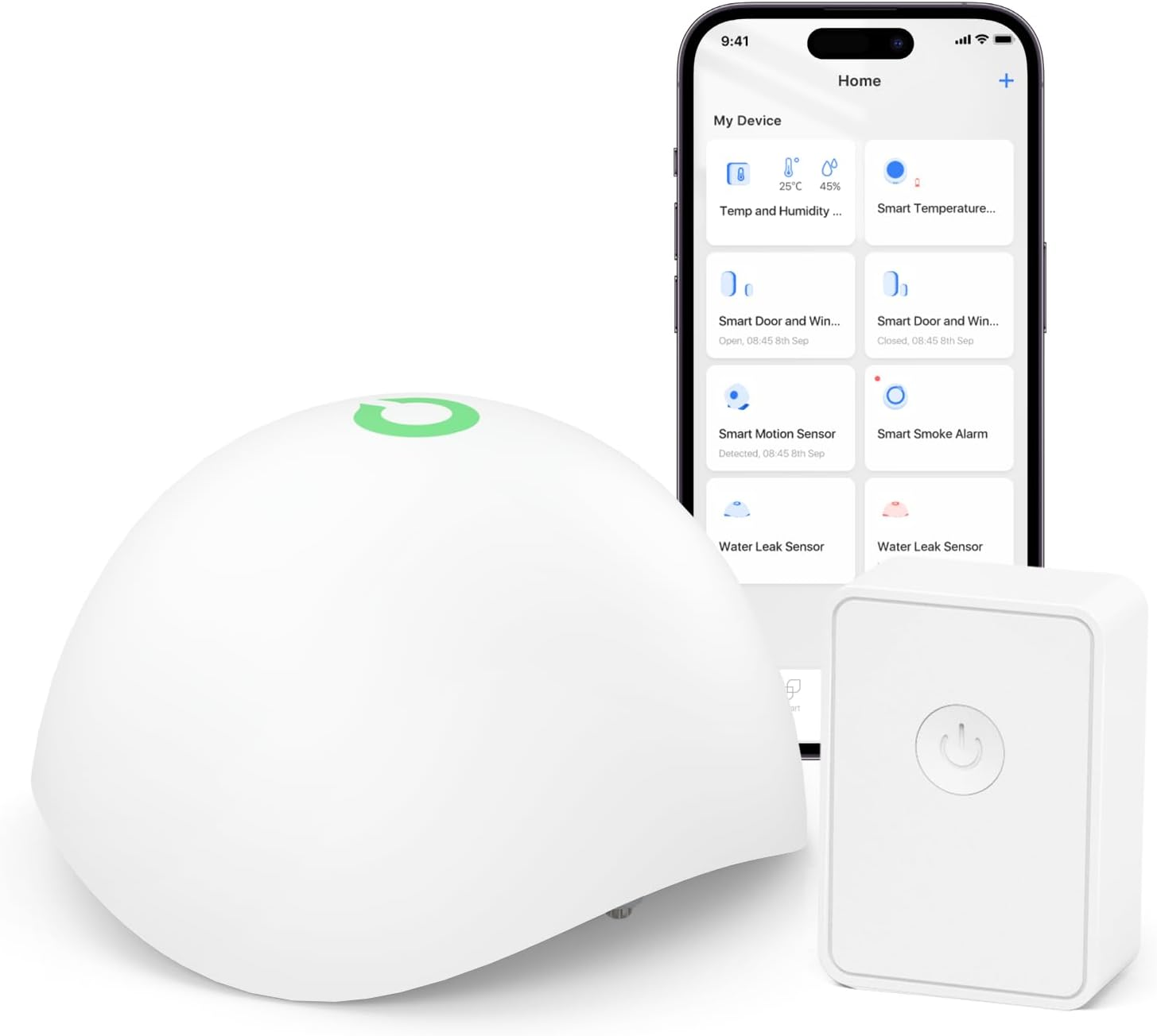 Meross Water Leak Detector, Smart Water Alarm with Hub, App Alert, Replaceable Batteries, Wireless Flood Sensor, Interlinked, Apple Homekit Supported, IP67, for Kitchen Bathroom Basement Garage image number 5