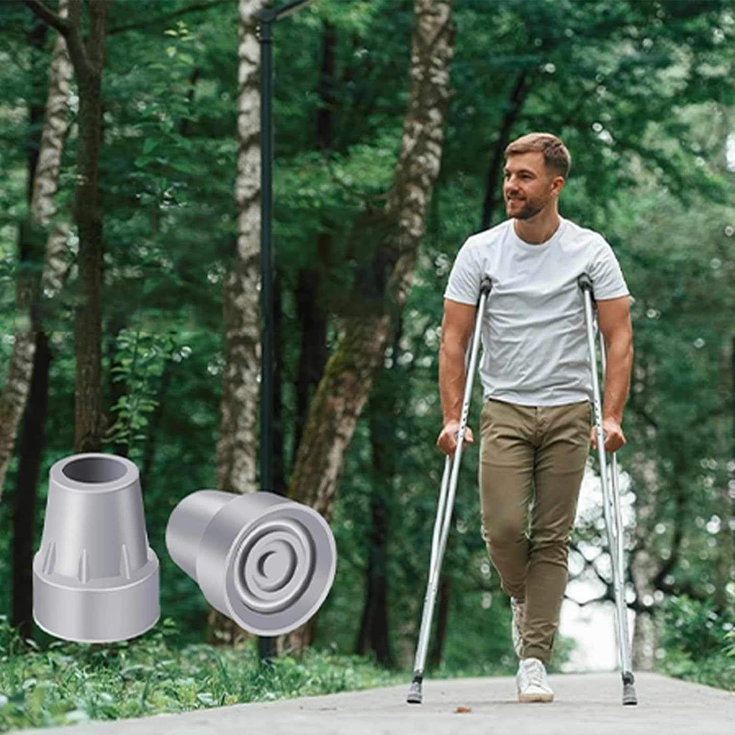 Crutch Tips, 4-Pack 7/8 Inch Upgrade Heavy Duty Rubber Crutch Accessories Replacement Rubber Cane Tips image number 5