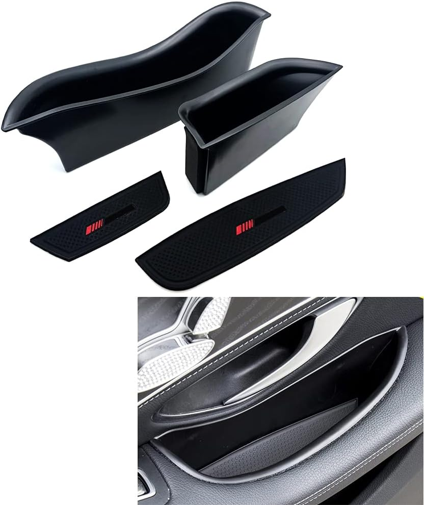 Front Row Door Storage Box Handle Pocket Armrest Phone Container Compatible with Mercedes Benz GLC GLC250 GLC300 GLC350 GLC43 C-Class Sedan C300 C450 C63 W205 2015-2021 Door Organizer Handle Pocket