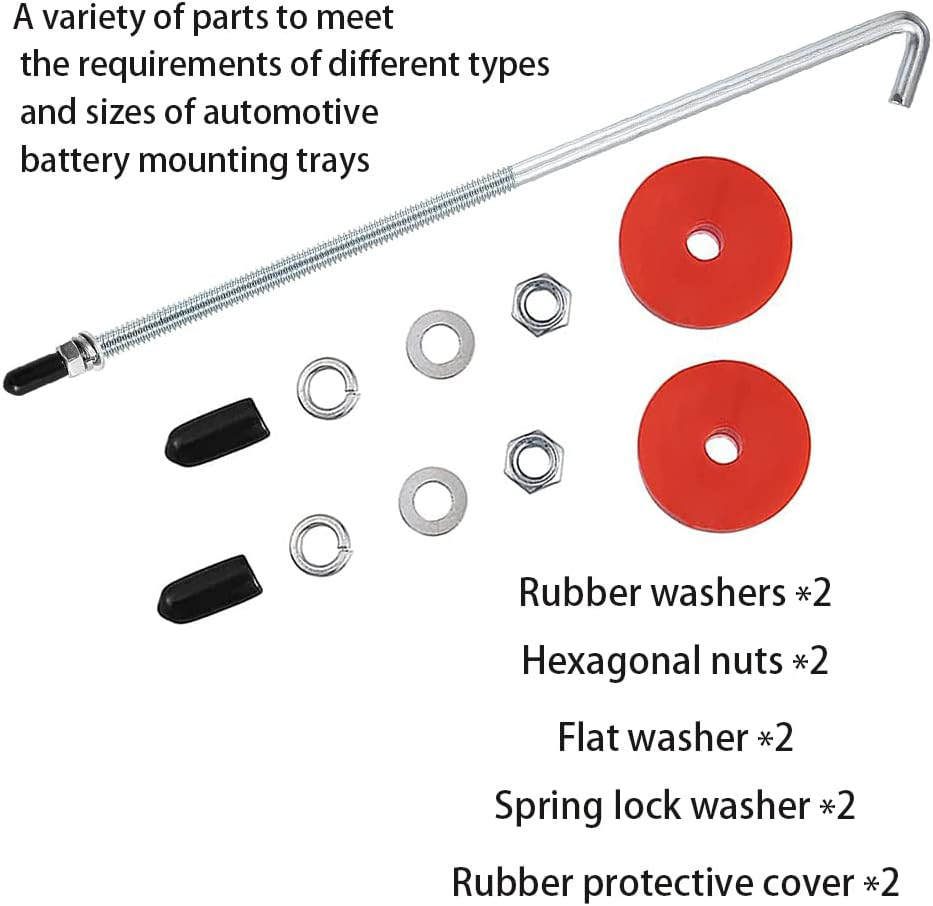 Car Battery Hold down J Bolts,18-8(304) Stainless Steel Battery Hold down Bracket J Hooks,Universal Battery Hold down Kit for Firmly Support Car Battery (8 Inch/2Pcs) image number 1