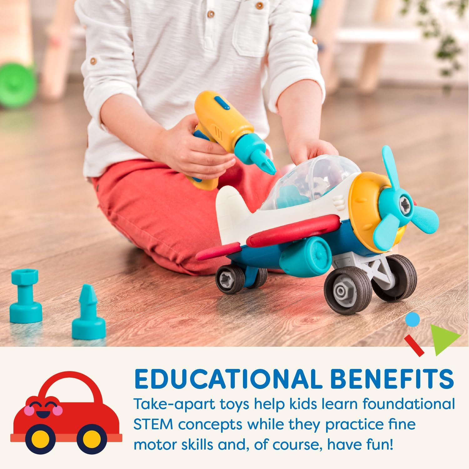 Battat Wonder Wheels by &ndash; Take-Apart Airplane &ndash; Toy Plane with Drill for Kids &ndash; STEM Toy &ndash; Developmental Benefits &ndash; 3 Years + &ndash; Take-Apart Airplane image number 2