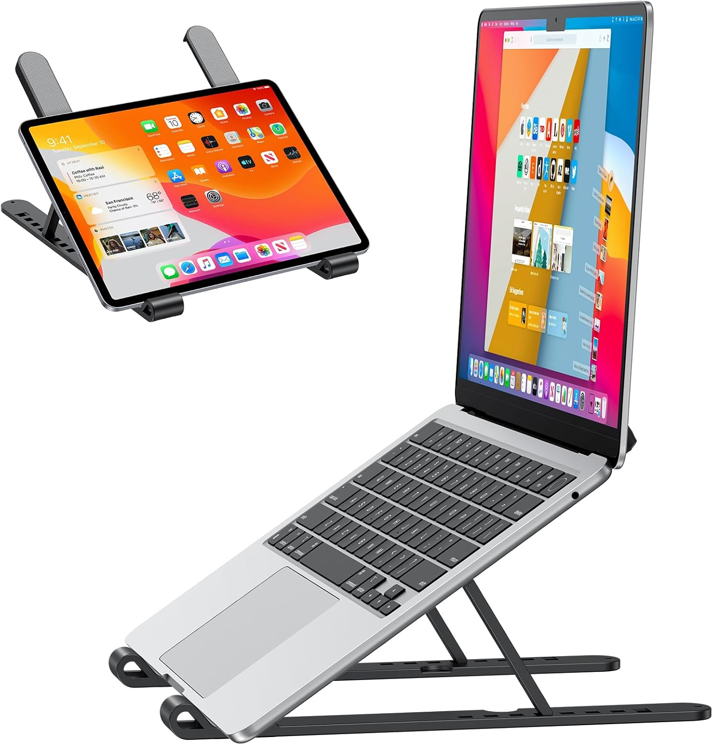 OMOTON Laptop Stand for Desk, Portable Computer Stand for Laptop Adjustable Laptop Riser Folable PC Holder Compatible with All Laptop and Tablet up to 15.6&rdquo;