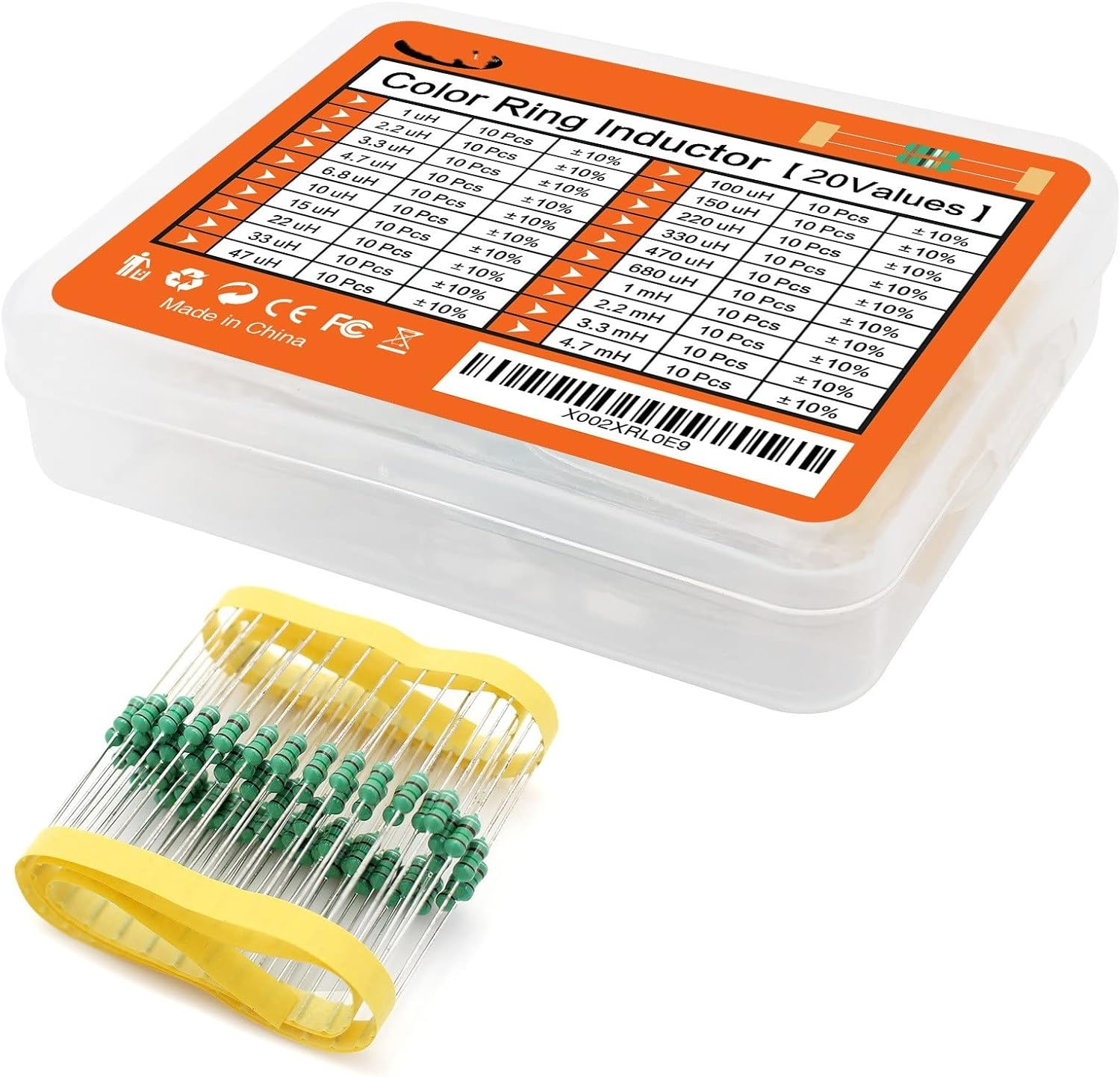1/2W Inductor Assortment 0.5W Color Ring Inductance Assortment 1UH-4.7MH 20Valuesx10Pcs=200Pcs Inductors Assorted Set Kit image number 2