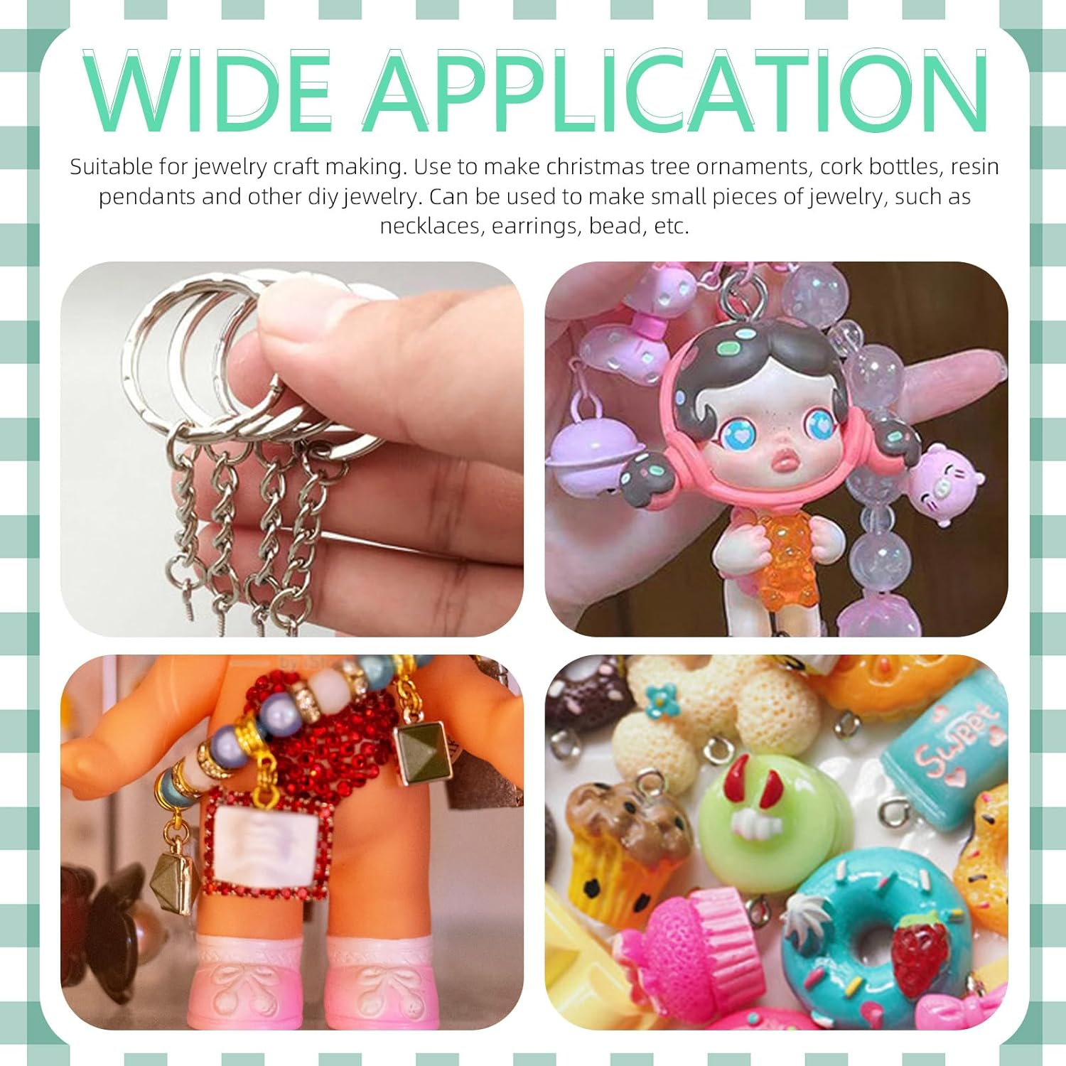 Keadic 1200Pcs 2 Sizes Mini Metal Screw Eye Pins and Open Jump Ring Set, Colorful Jewelry Making Findings Supplies for Cork Bottles Earring Charm Crafting image number 4