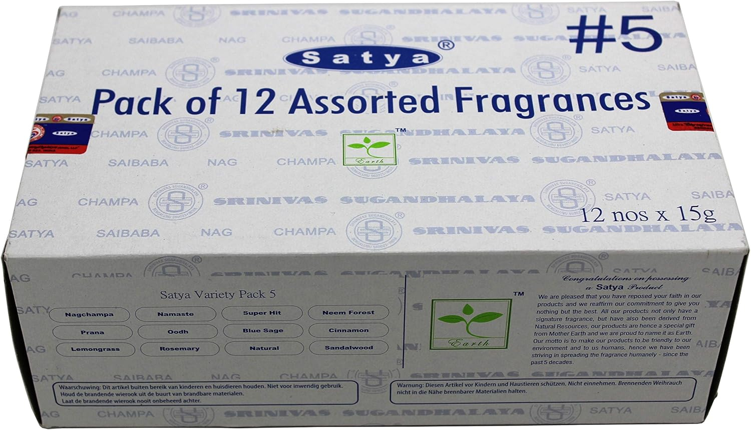 Satya Bangalore (BNG) Incense Set of 12 Nag Champa Namaste Super Hit Neem Forest Prana Oodh Sage Cinnamon Lemongrass Rosemary Natural Sandalwood, Varietypack05 image number 5