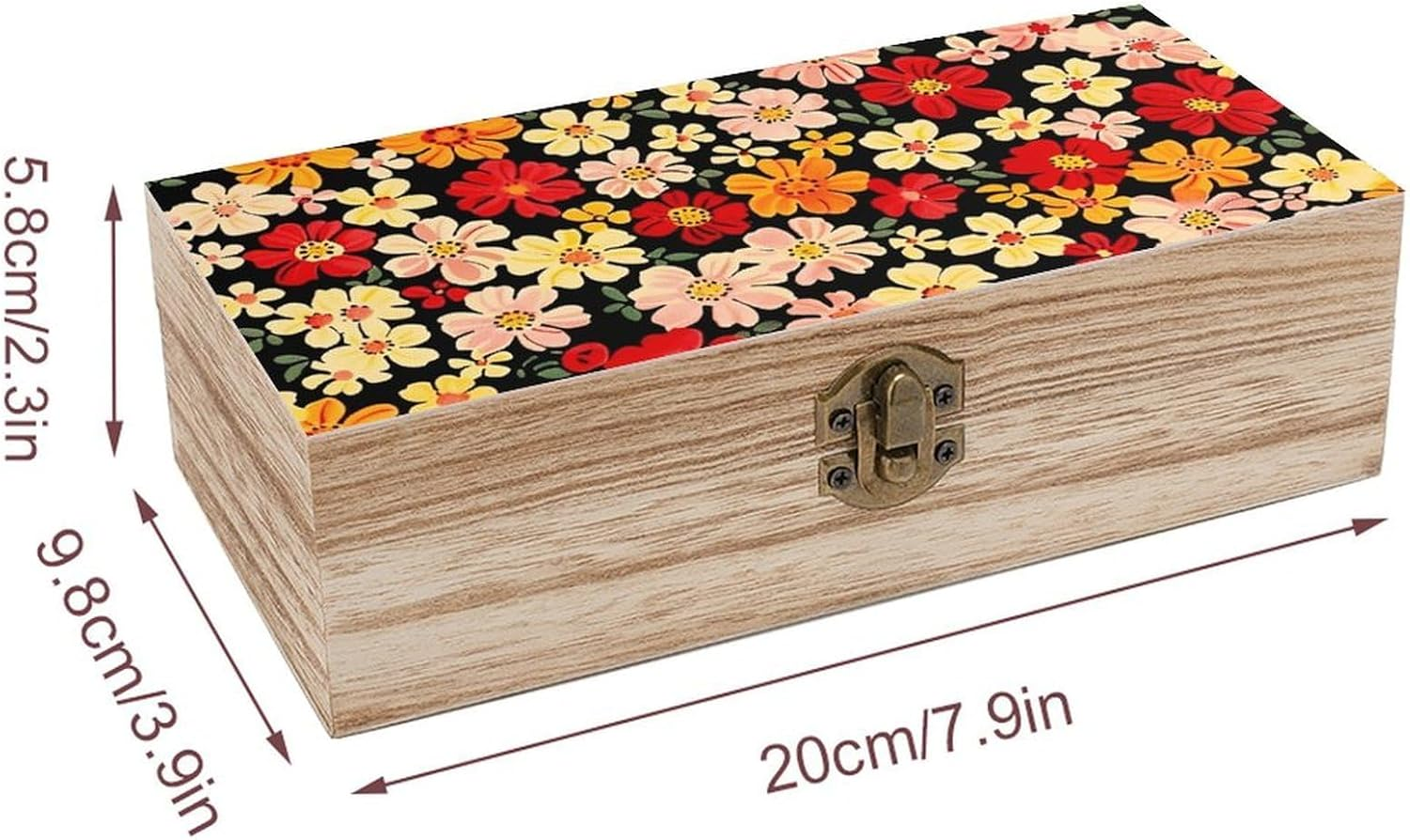 Colored Flowers Wooden Box Wood Wedding Keepsake Boxes with Lids Small Decorative Boxes Lightweight Wooden Memory Storage Box for Crafts Keepsakes Jewelry Photo Letter Storage image number 5