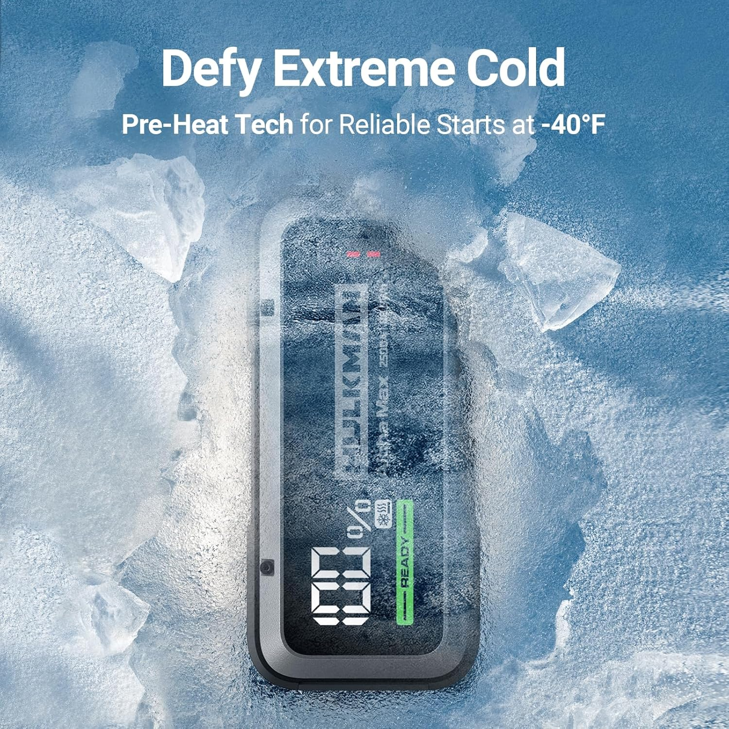 Hulkman Alpha Max Space Gray, 2500A 88.8Wh Car Battery Jump Starter with -40℉ Pre-Heat Tech, 12V Portable Jump Box, 3.3" LED Display Jump Pack, Jumper Cables for up to 9.0L Gas and 6.5L Diese Engines image number 3