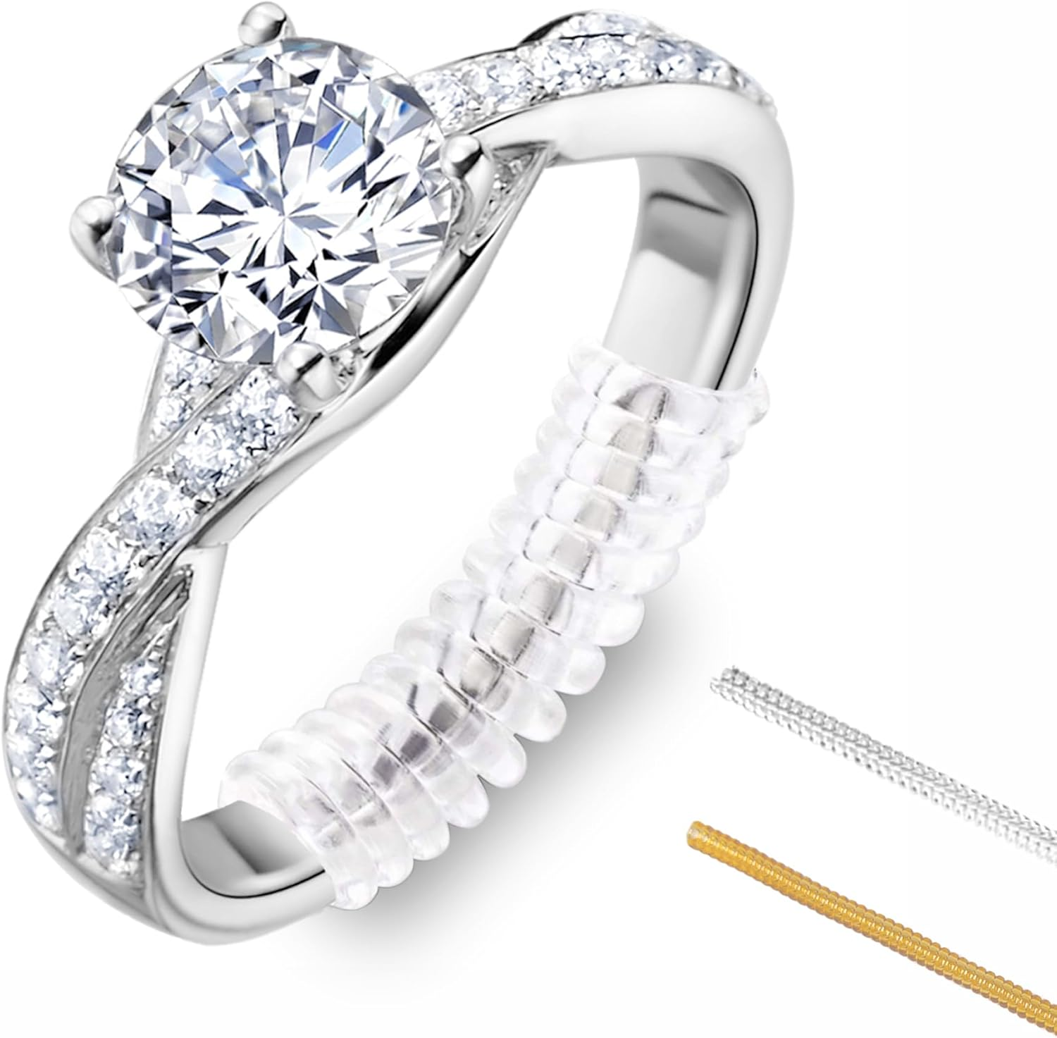 Ring Size Adjuster for Loose Rings, Yowamho 8 Pcs/ 16 Pcs Invisible Spiral Transparent Ring Guard Clip Jewelry Resizer Set for Making Jewelry Fitter, Tightener, Spacer, Sizer for Men and Women image number 3